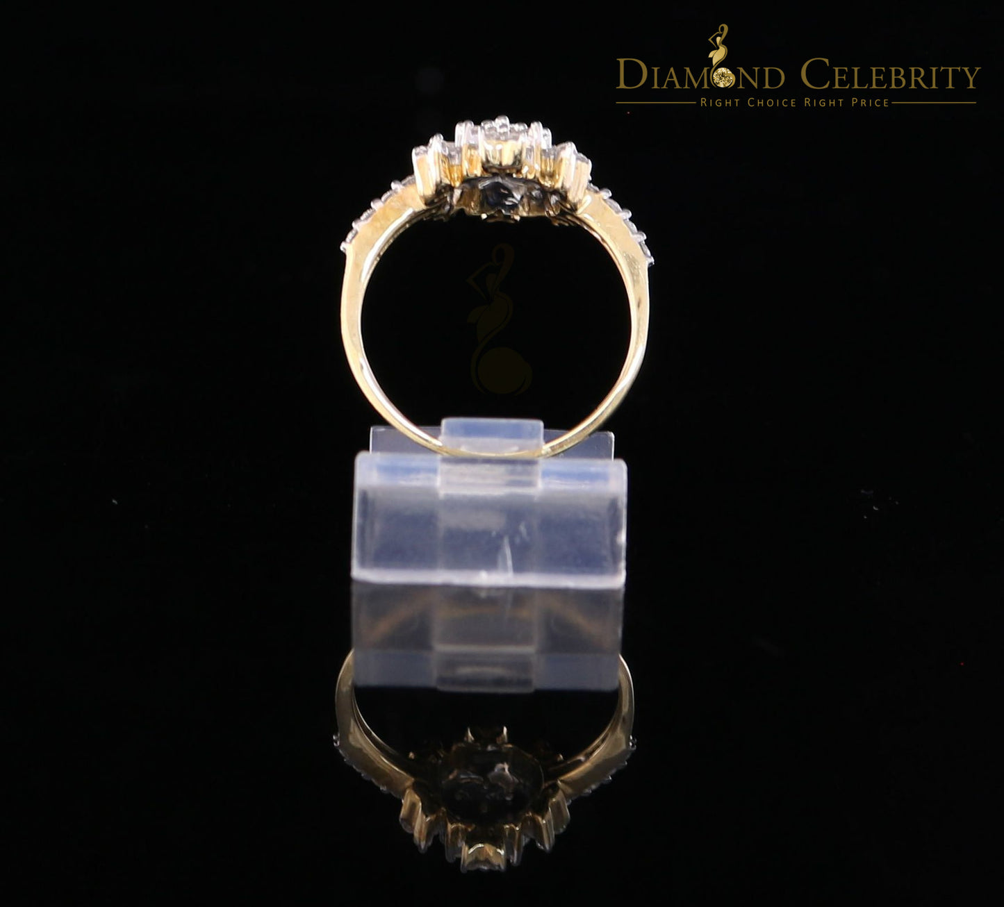 DiamondCelebritees Genuine 0.75CT Diamond with Real 10kt Yellow Gold SPARKLING FLOWER Ring Size 6.5