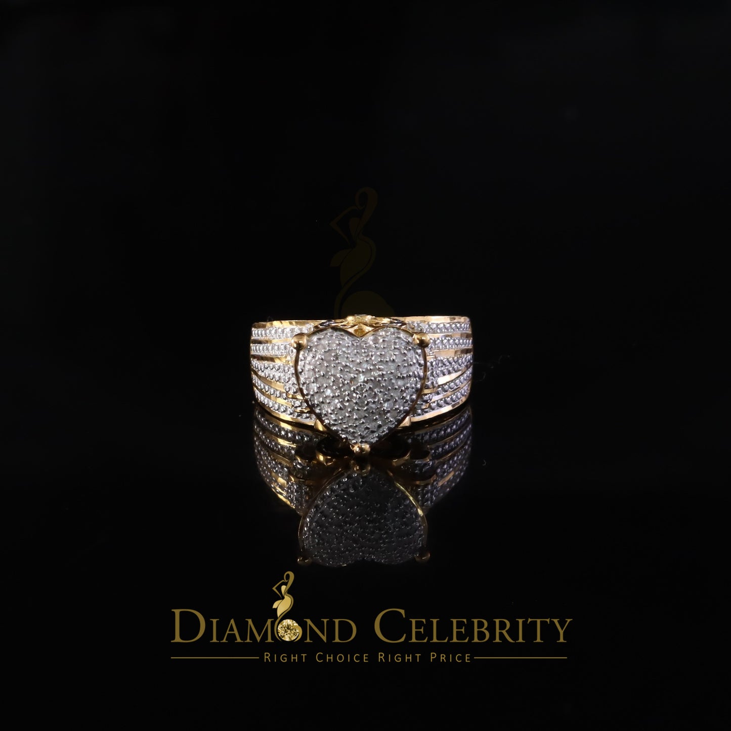 DiamondCelebritees Yellow Promise Heart Real Diamond 0.20ct 925 Sterling Silver Womens Ring Size 7