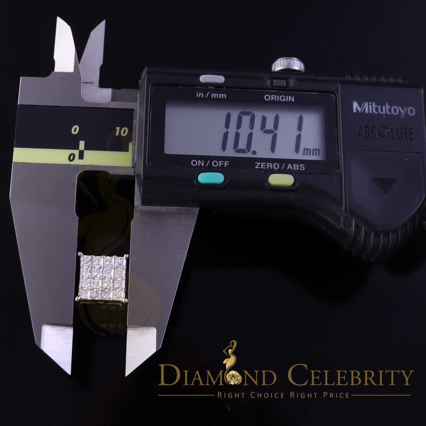 DiamondCelebritees 925 Yellow Silver 2.88ct Cubic Zirconia Women's & Men's Hip Hop Square Earrings