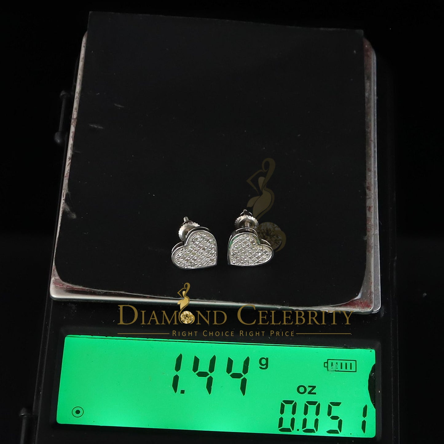 DiamondCelebritees Aretes Para Hombre Heart 925 White Silver 0.25ct Diamond Women's /Men's Earrings