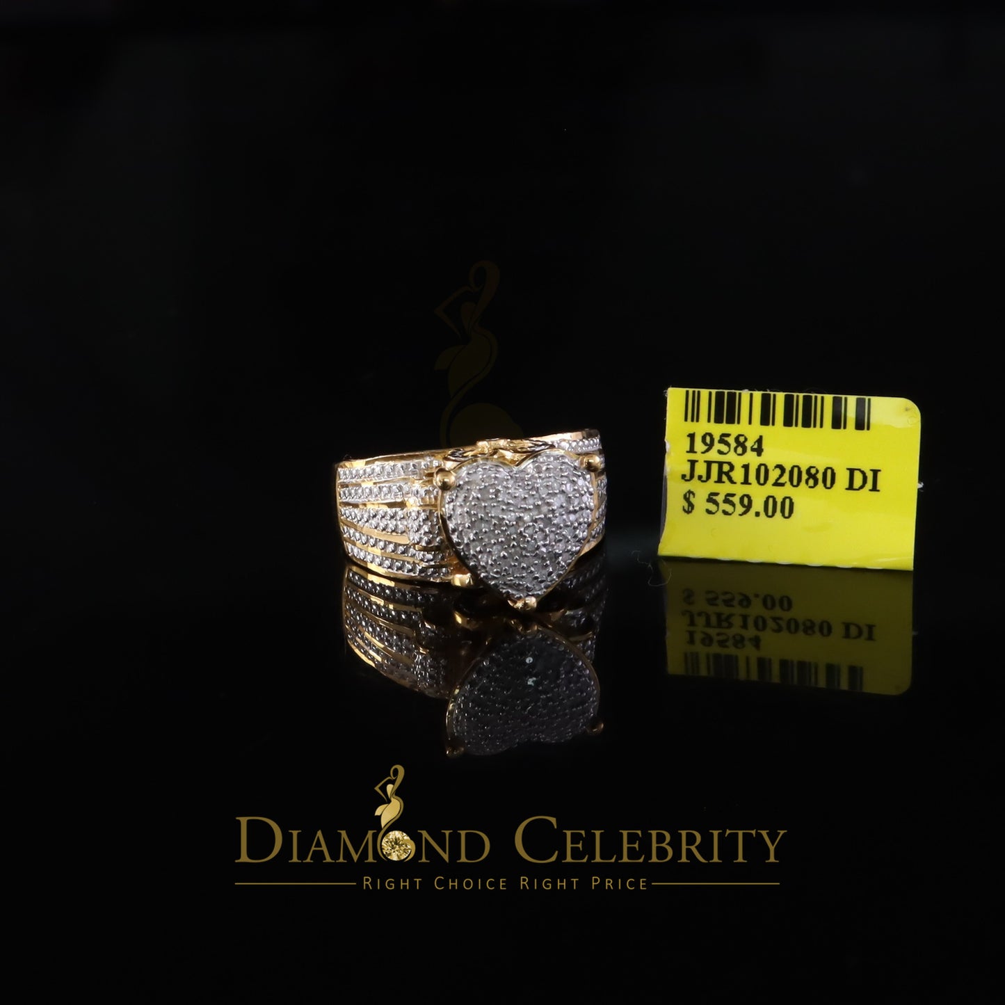 DiamondCelebritees Yellow Promise Heart Real Diamond 0.20ct 925 Sterling Silver Womens Ring Size 7