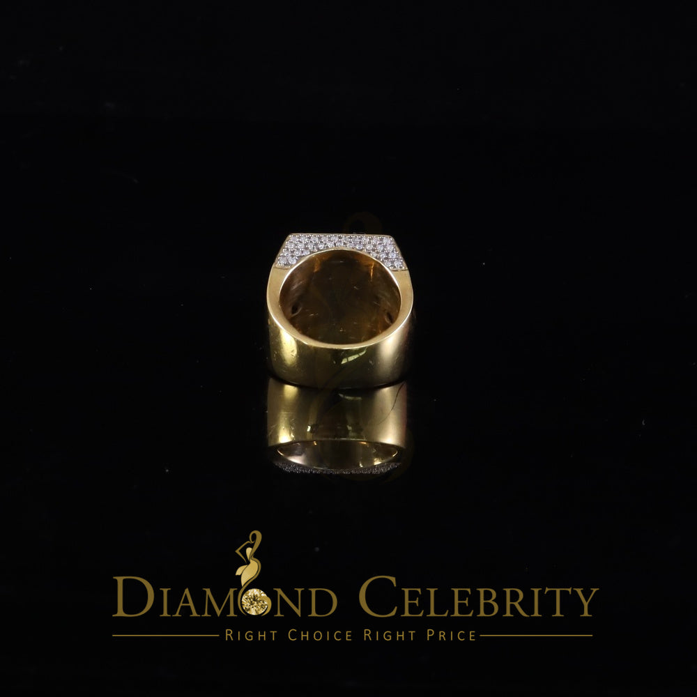 DiamondCelebritees Men's baguette 925 Yellow Silver 4.00ct VVS 'D' Moissanite 3D Square Rings SZ 10