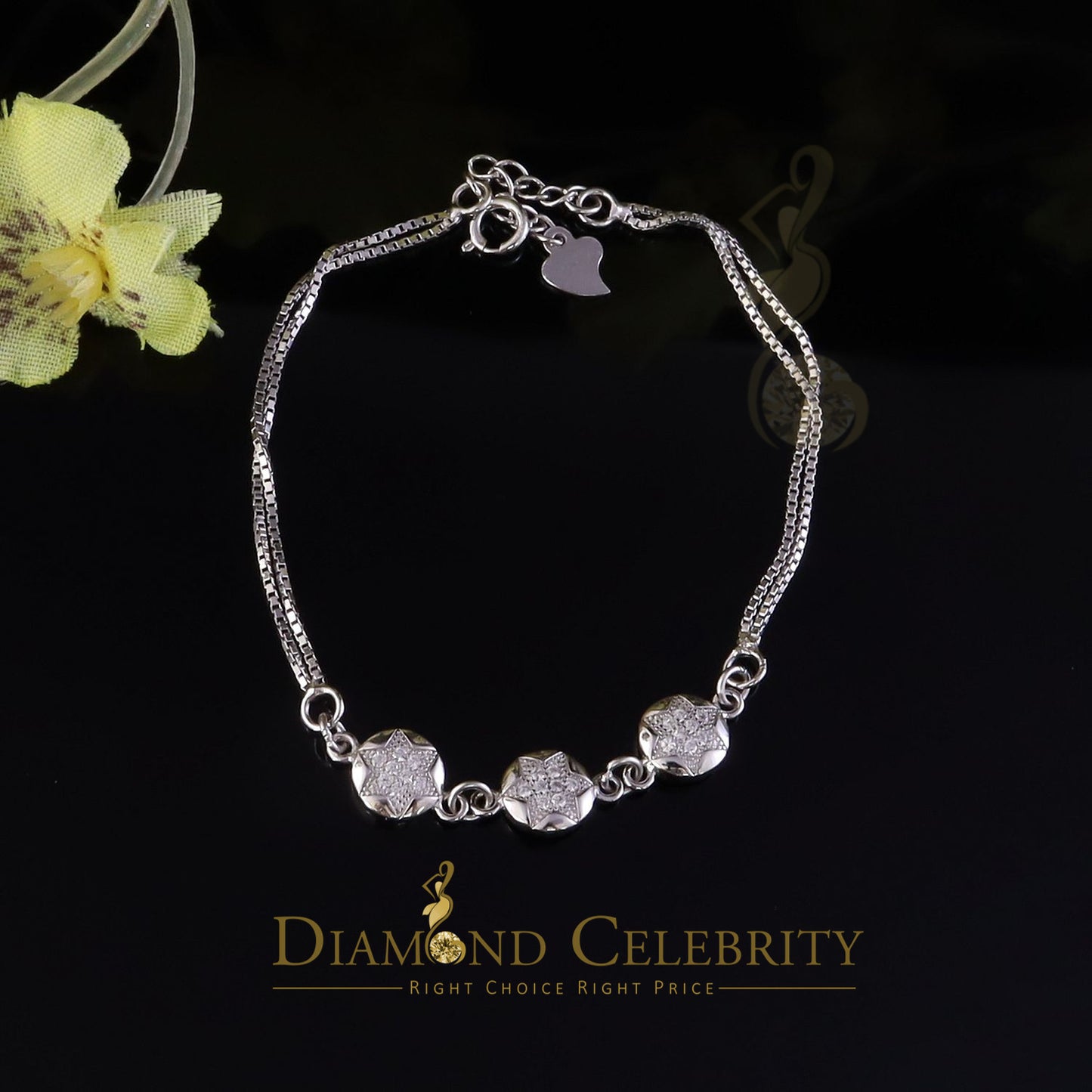 Diamondcelebritees 10K White Gold Finish Womens Silver CZ Bracelete w/ Lab Created Diamond