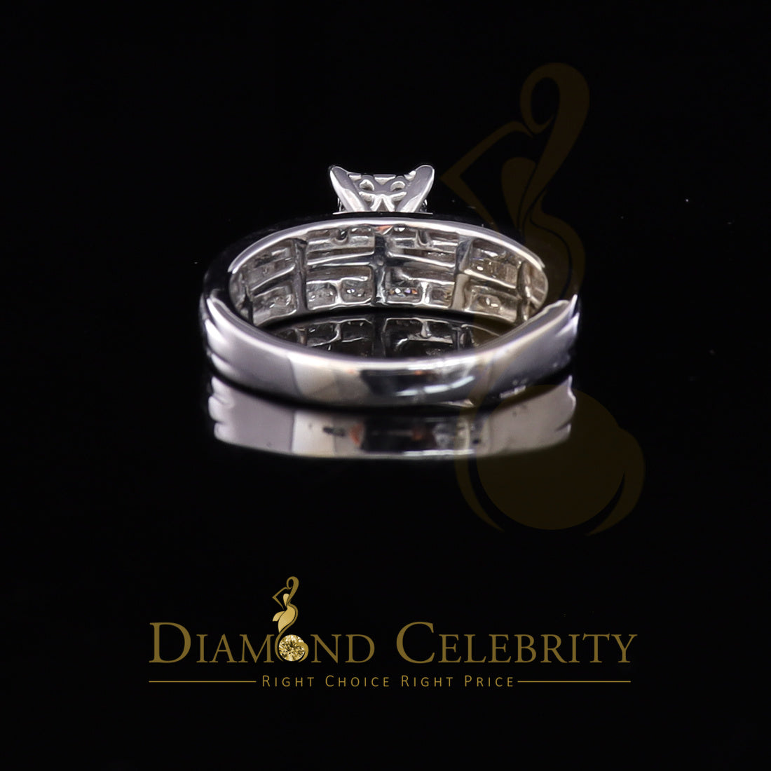 DiamondCelebritees 0.25ct Real Diamond 925 Sterling White Silver Shine Womens Square Ring SZ 7