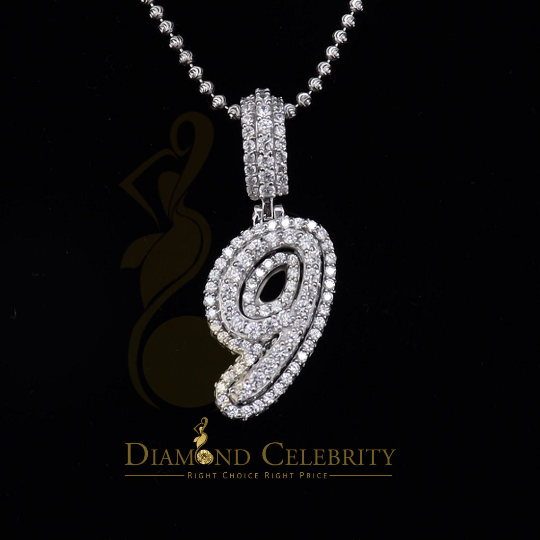 DiamondCelebritees Promise Numeric Number '1' Sterling Silver Pendant White Cubic Zirconia Stone