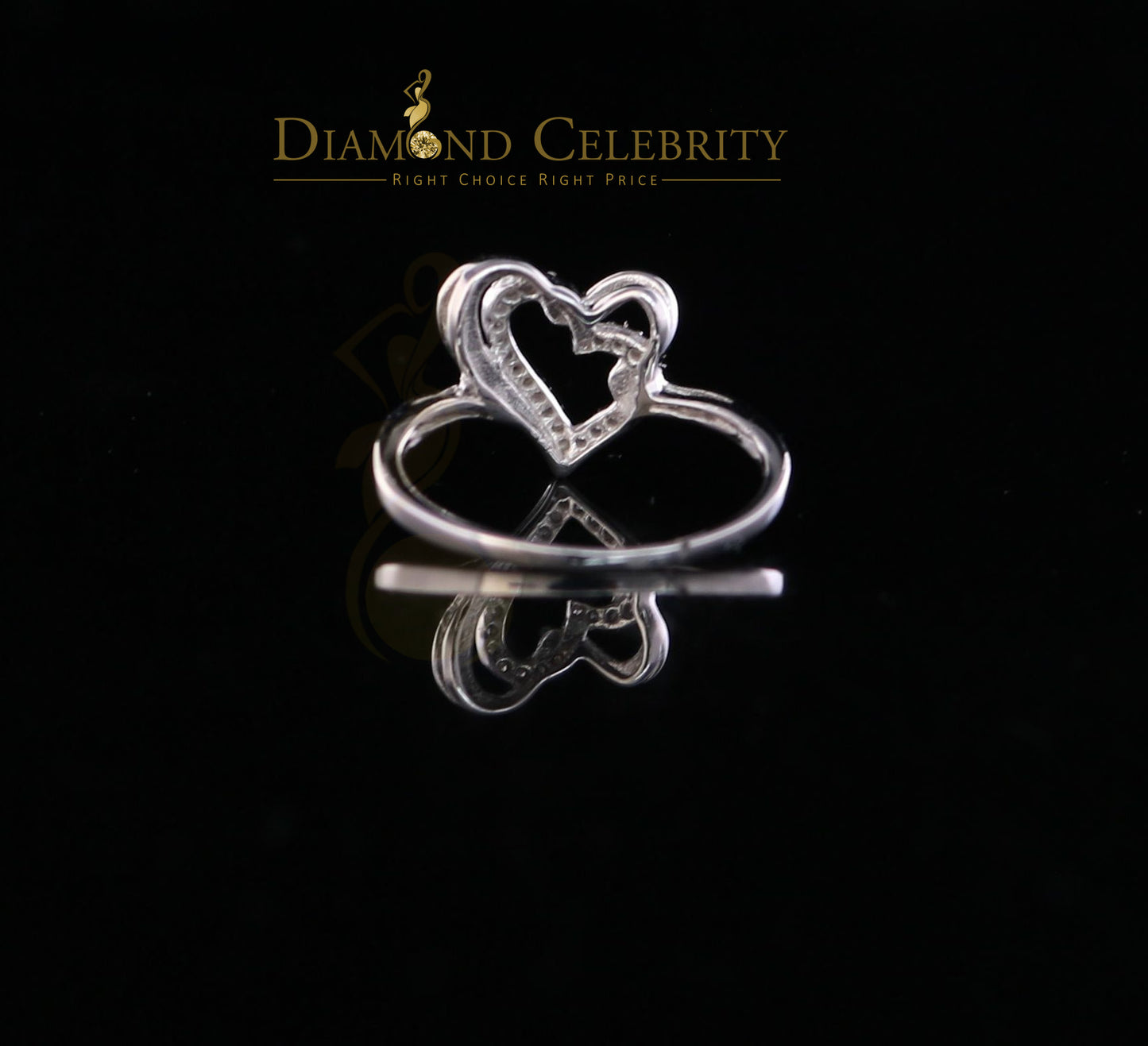 DiamondCelebritees 0.11 CT Real Diamond Womens Heart Shape 925 Sterling Silver White Ring Size 7