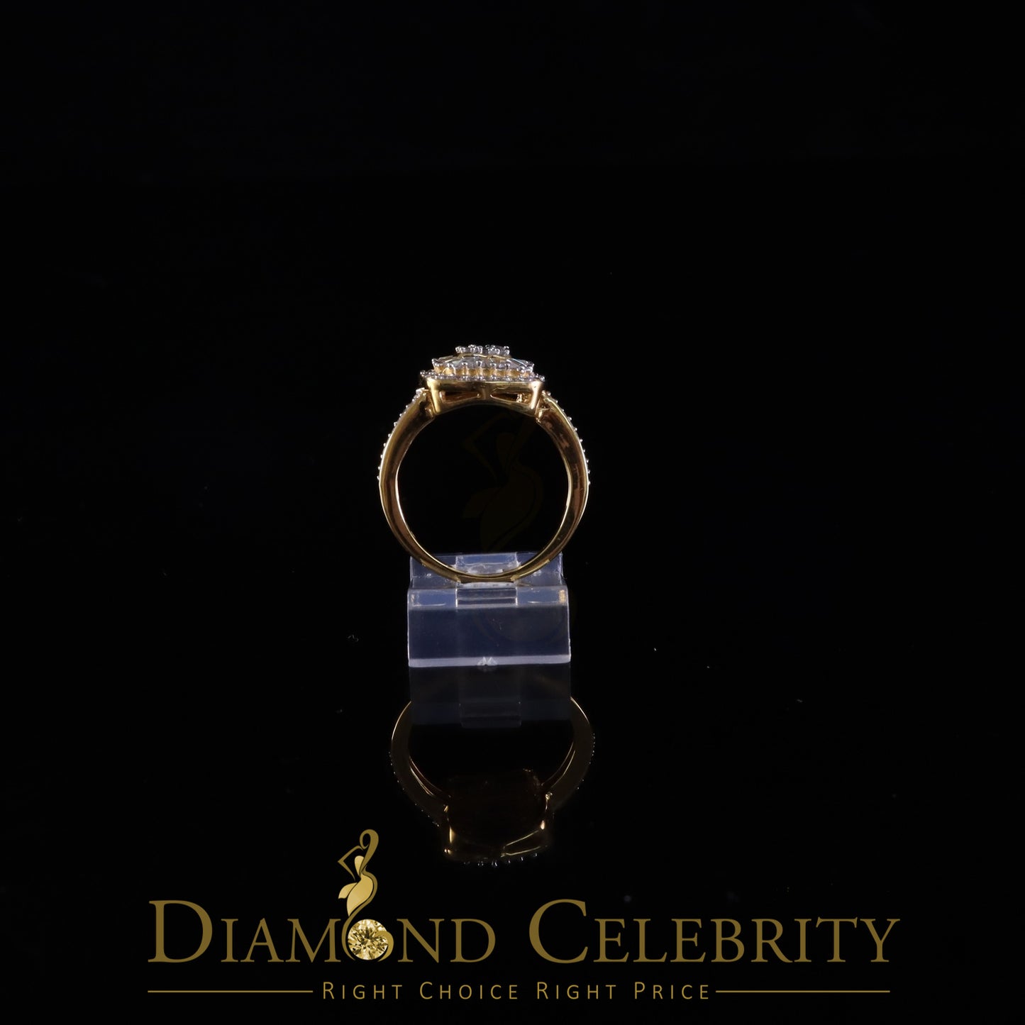 DiamondCelebritees Womens 925 Sterling Yellow Silver 1.00ct VVS 'D' Moissanite Square Rings Size 7