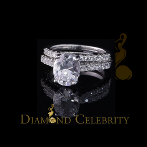 DiamondCelebritees White 5.68ct Cubic Zirconia 925 Sterling Silver Bridal Style Womens Ring SZ 7