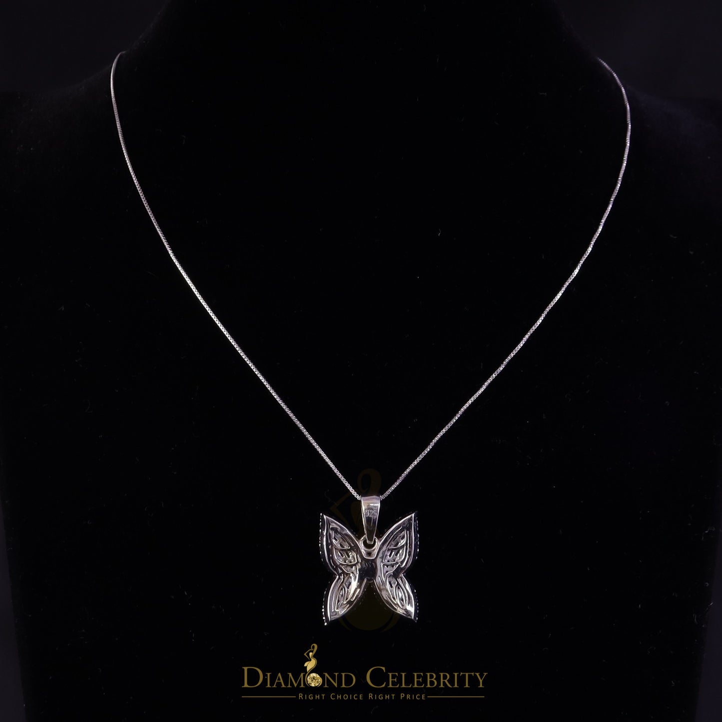 Diamondcelebritees Men's/Womens 925 Silver White 1.50ct VVS 'D' Moissanite Butterfly Pendant
