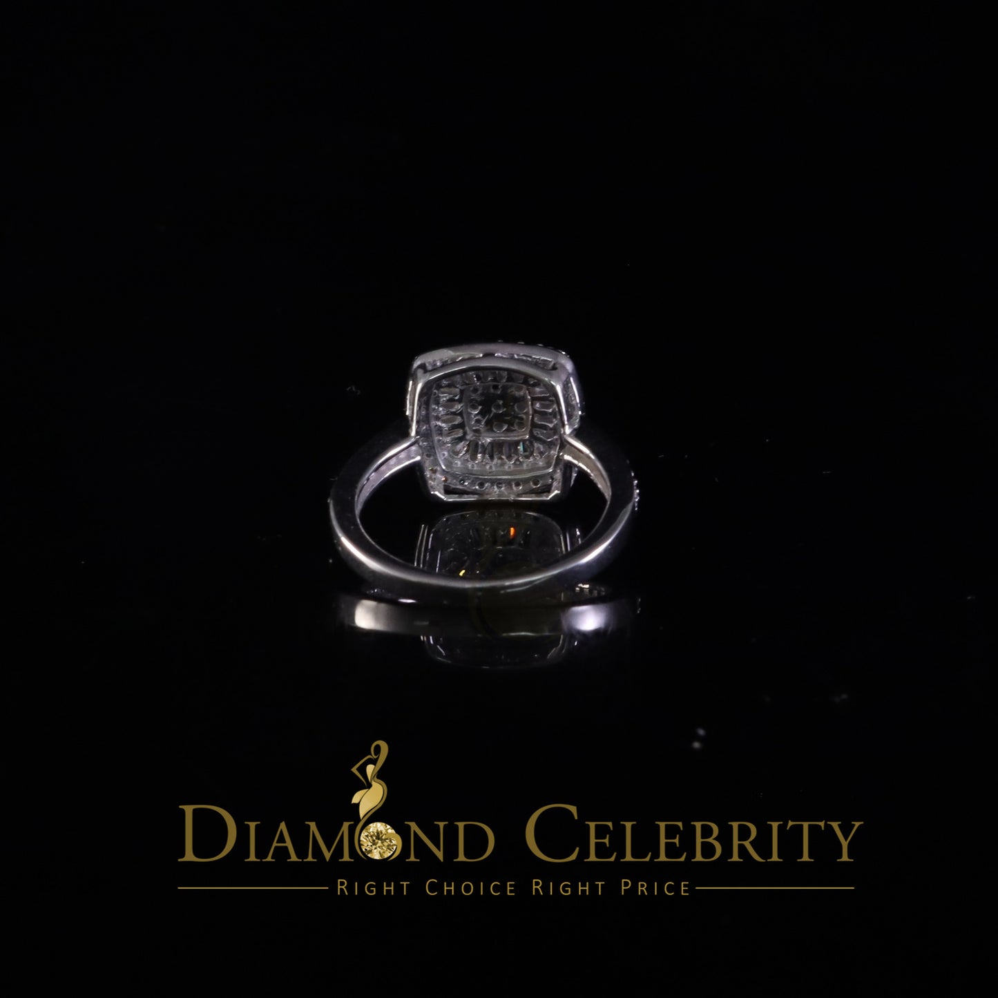 DiamondCelebritees Square 925 White Silver 1.00ct VVS 'D' Baguette Moissanite Rings Womens Size 7