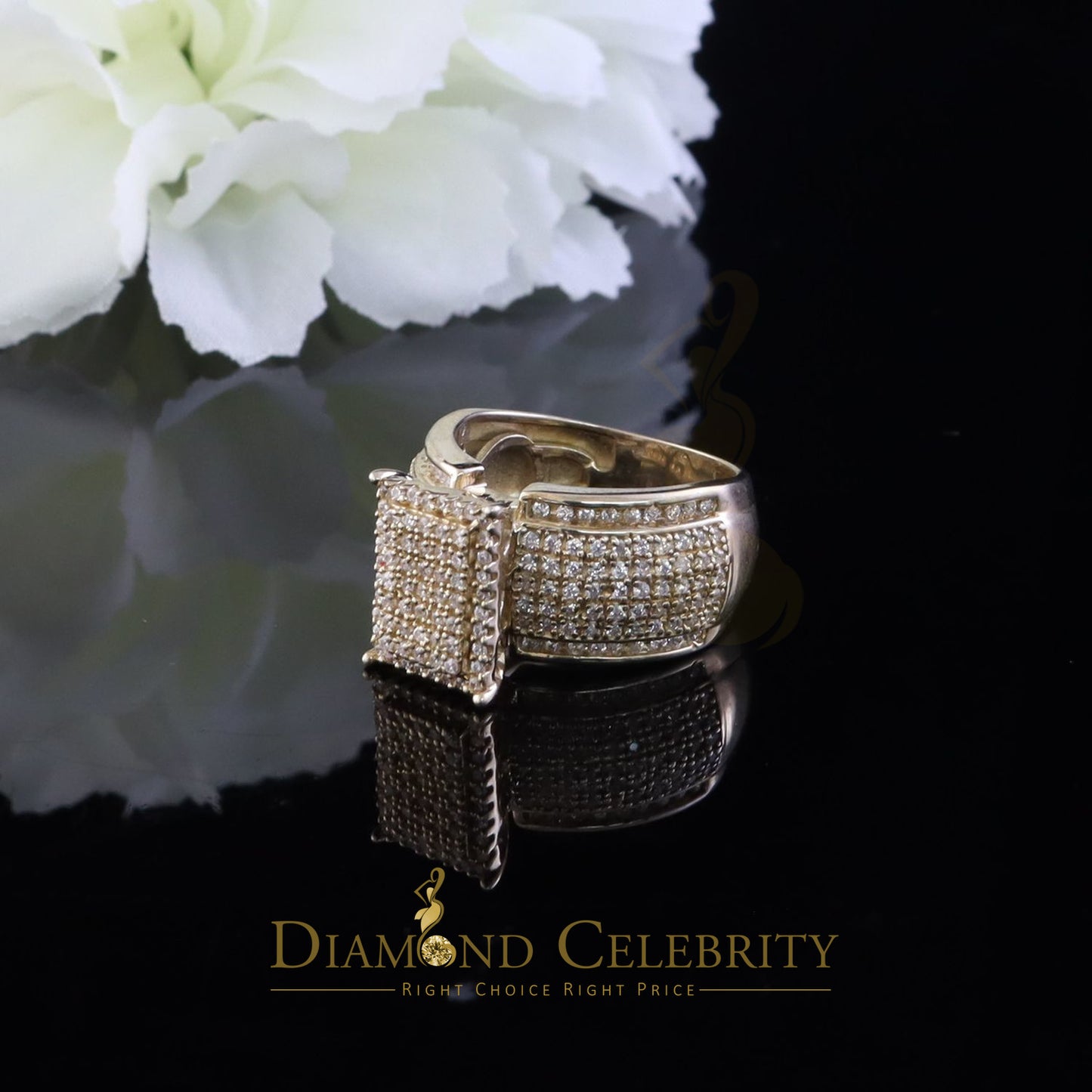 DiamondCelebritees 2.03ct Cubic Zirconia 925 Yellow Silver Set Women's Engagement Ring Size 7