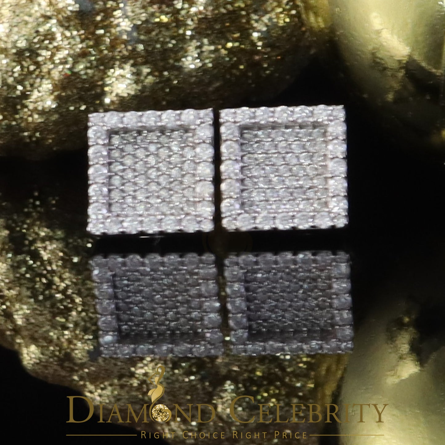 Diamondcelebritees 1.00ct White 925 Silver VVS 'D' Moissanite Square Stud Earring Men's/Womens