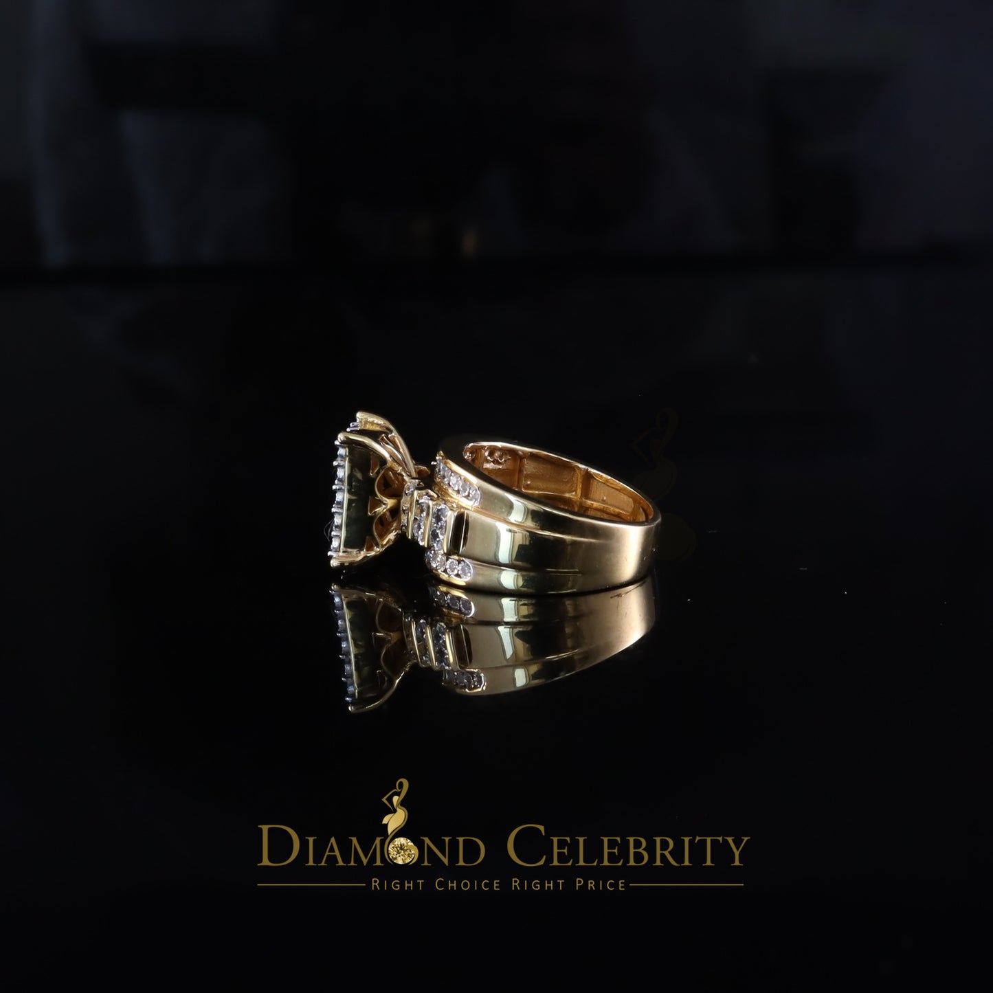 DiamondCelebritees Mirage 0.2ct Diamond Real Cinderella Rectangle 925Silver Yellow Womens Ring Sz 7