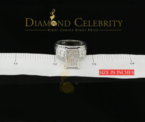 DiamondCelebritees 925 Sterling Silver with 1.00ct Real Diamond Womens Engagement White Ring SZ 7.5
