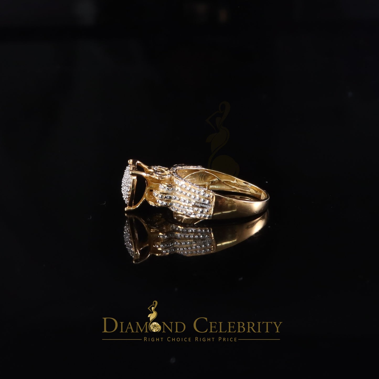 DiamondCelebritees 925 Yellow Sterling Silver Real Diamond 0.10ct Womens Engagement Heart Ring SZ 7