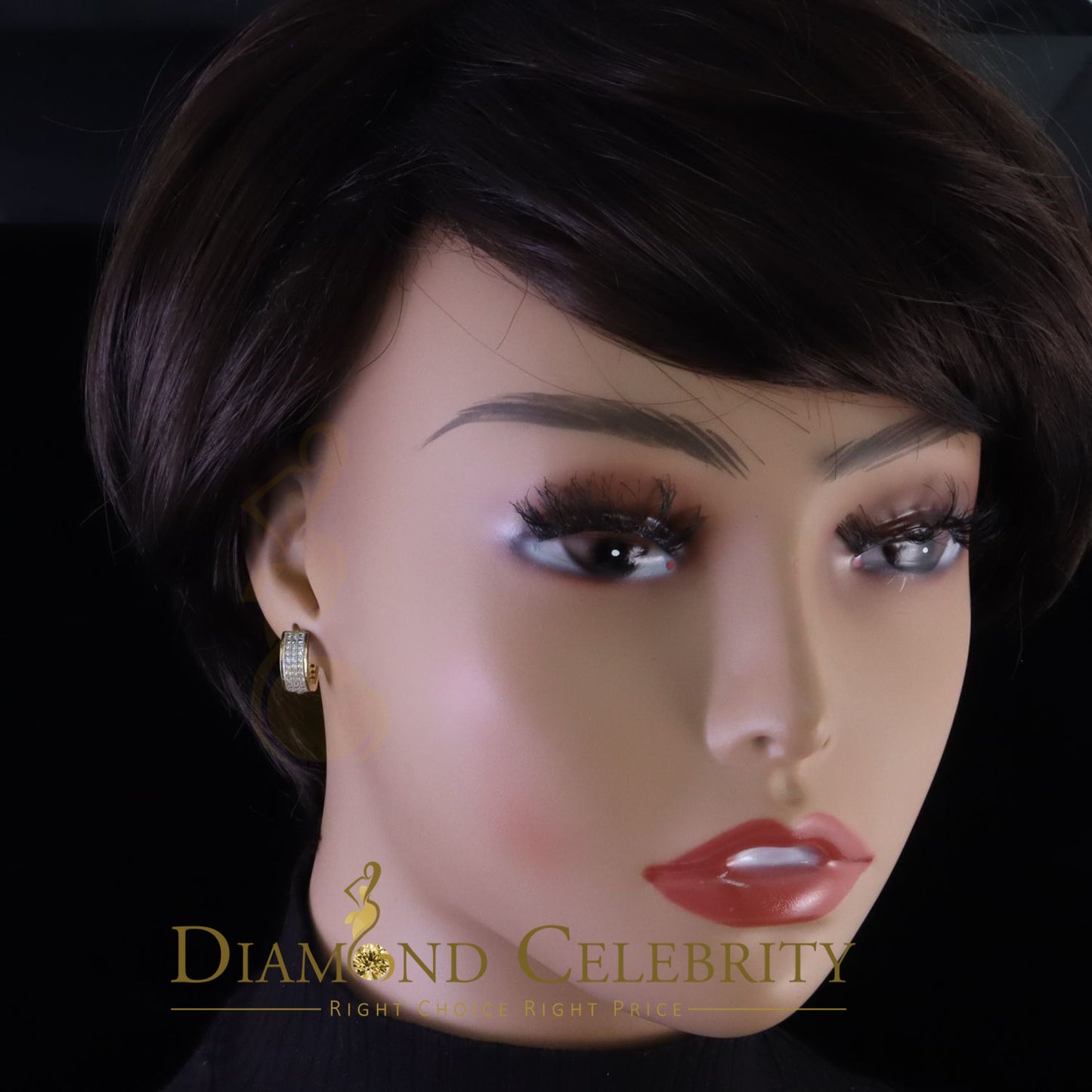 DiamondCelebritees Hip Hop Yellow 925 Silver 0.66ct Cubic Zirconia Women's & Men's Hoop Earrings