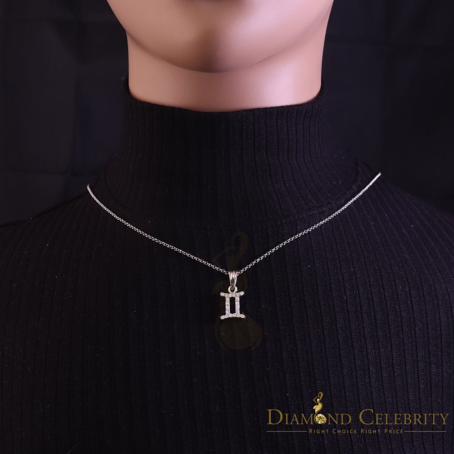 DiamondCelebritees 0.50ct Cubic Zirconia White Silver GEMINI JUNE Month Pendant Men's & Women's