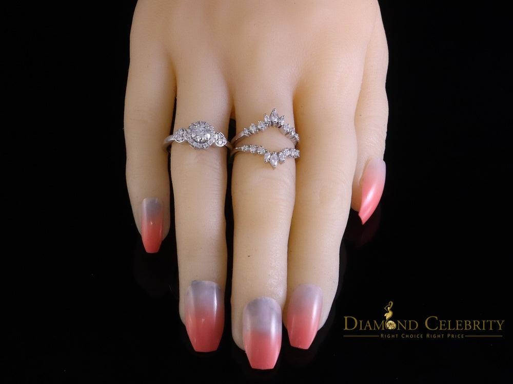 DiamondCelebritees 925 White Silver Moissanite 2.00ctVVS D Solitaire Enhancer Guard Wrap Rings