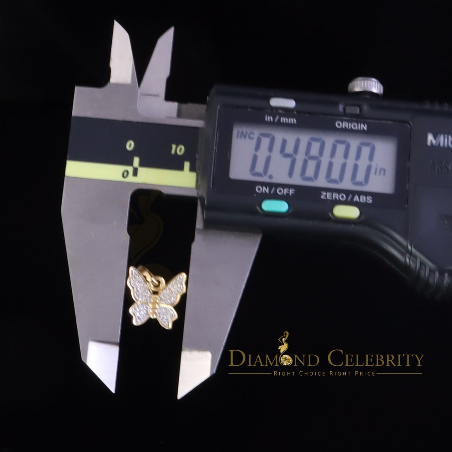 DiamondCelebritees 0.10CT Real Diamond 925 Sterling Silver with Butterfly Yellow Necklace Pendant