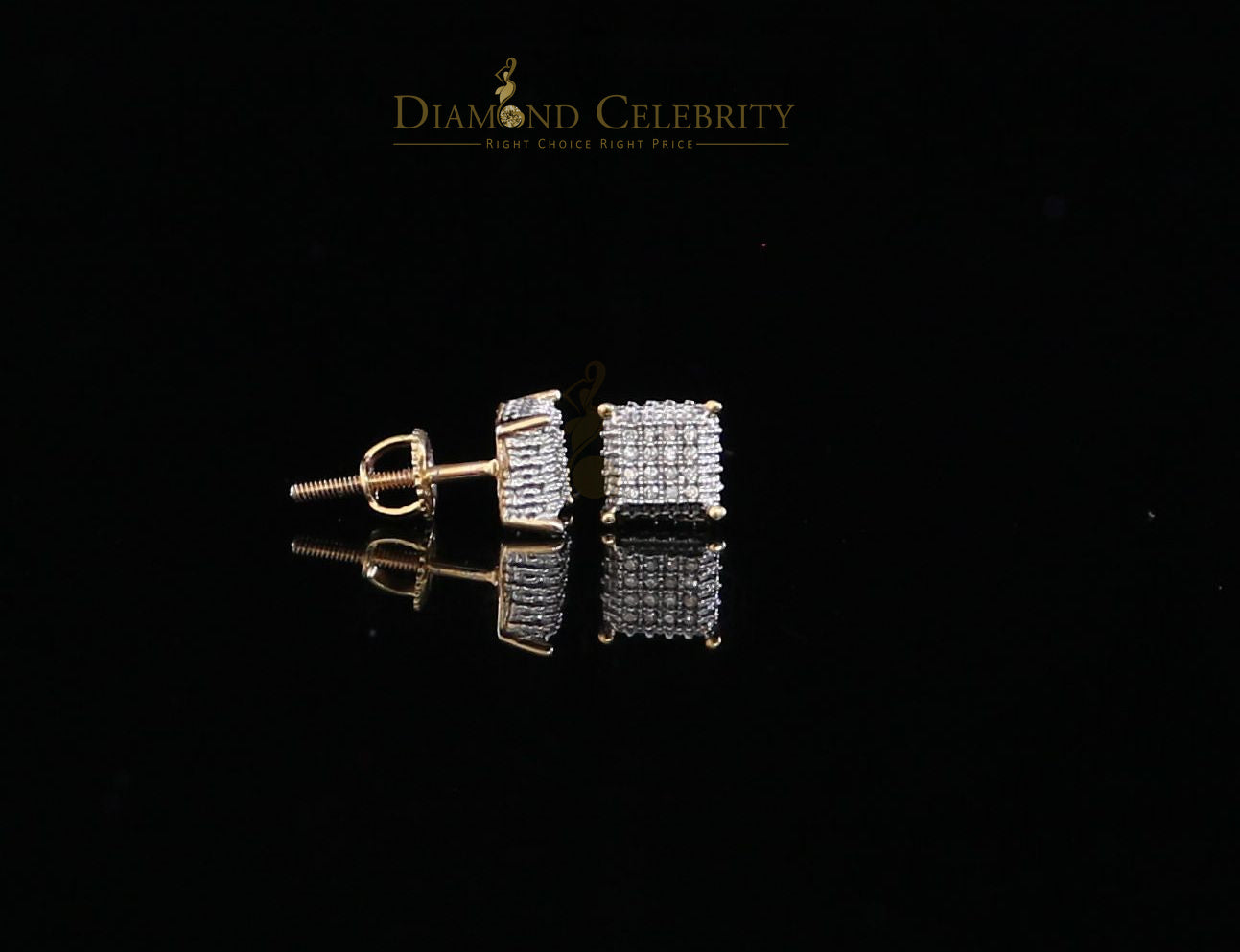DiamondCelebritees Men's/Women's 10K Real Yellow Gold with 0.10CT Real Diamonds stud Earrings