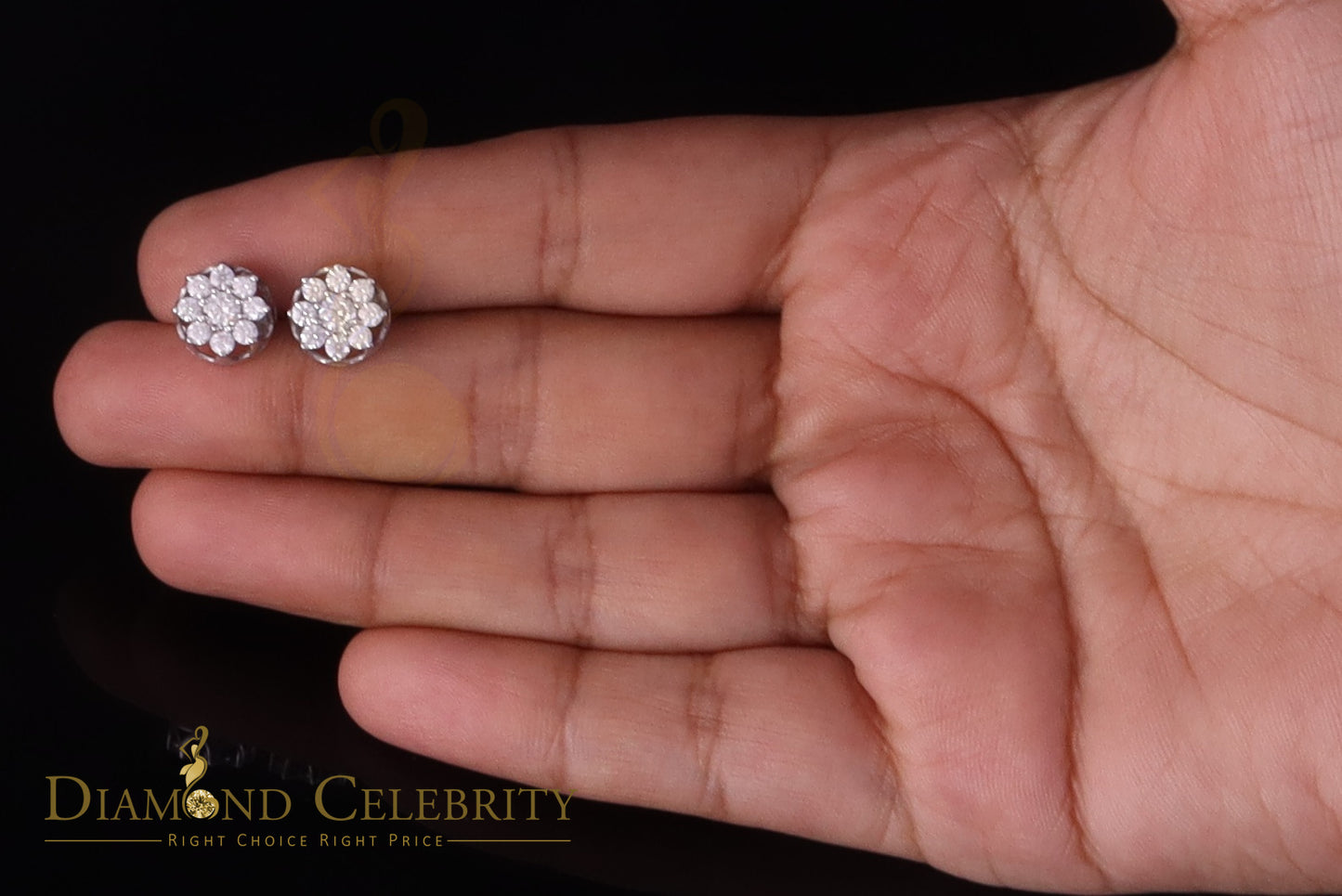 Diamondcelebritees Men's/Womens 925 Silver White 1.00ct VVS 'D' Moissanite Floral Stud Earrings