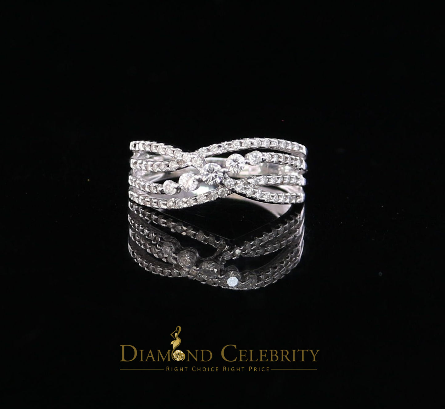DiamondCelebritees Real 14 kt White Gold with 0.50 CT Genuine Diamond Crown Womens Ring Size 7