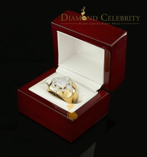 DiamondCelebritees Yellow Silver Square 1.70ct Cubic Zirconia Men Adjustable Ring From SZ 9 to 11