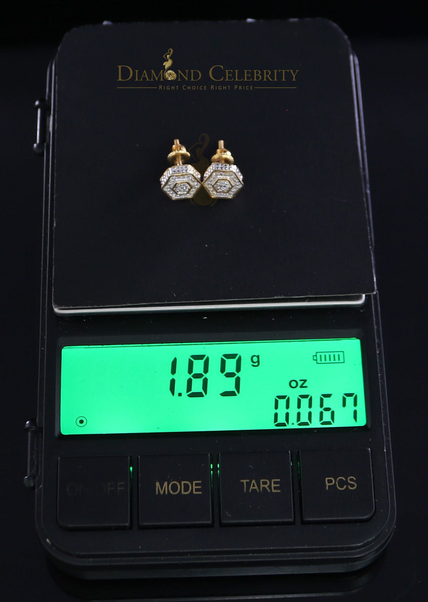 DiamondCelebriteesMen's/Women's stud Earrings 10K Real Yellow Gold with 0.10CT Real Diamonds