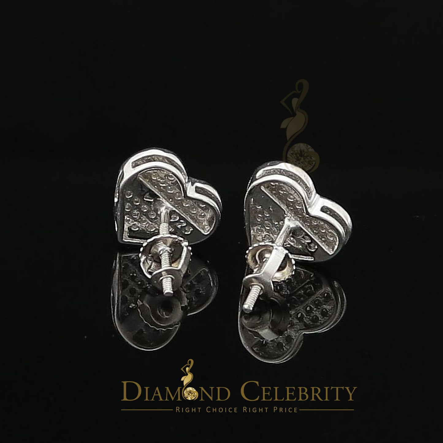 DiamondCelebritees Aretes Para Hombre Heart 925 White Silver 0.25ct Diamond Women's /Men's Earrings