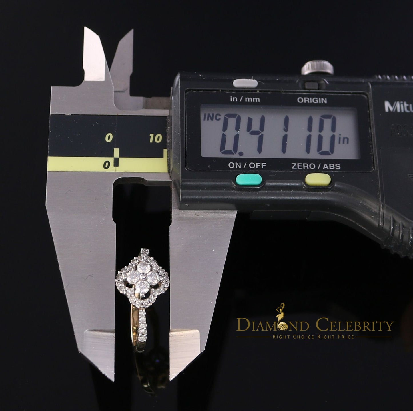DiamondCelebritees Real 14K Yellow Gold with 0.50CT Real Diamond Floral Shape Womens Ring Size 7