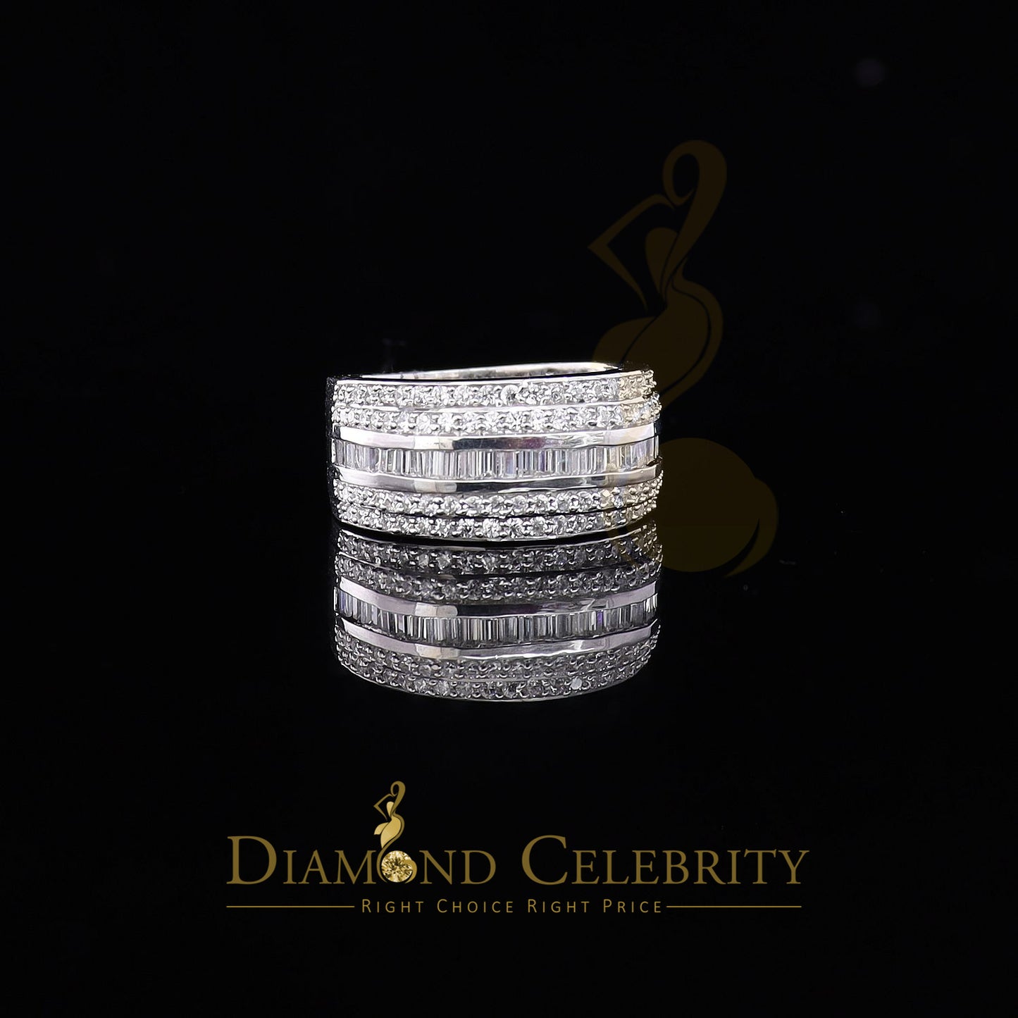 DiamondCelebritees Sterling White Silver 4.50ct Cubic Zirconia Band Fashion Men's Ring Size 9.5