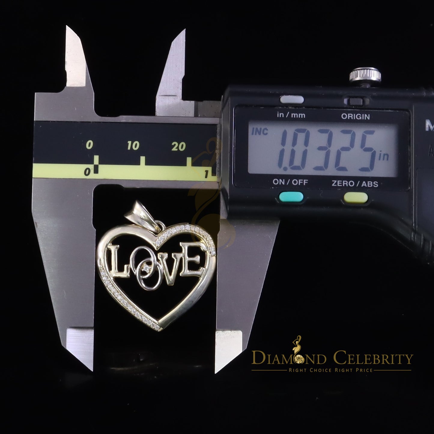 DiamondCelebritees 925 Sterling Yellow Silver Heart "Love" Pendant with 0.00ct Cubic Zirconia Stone