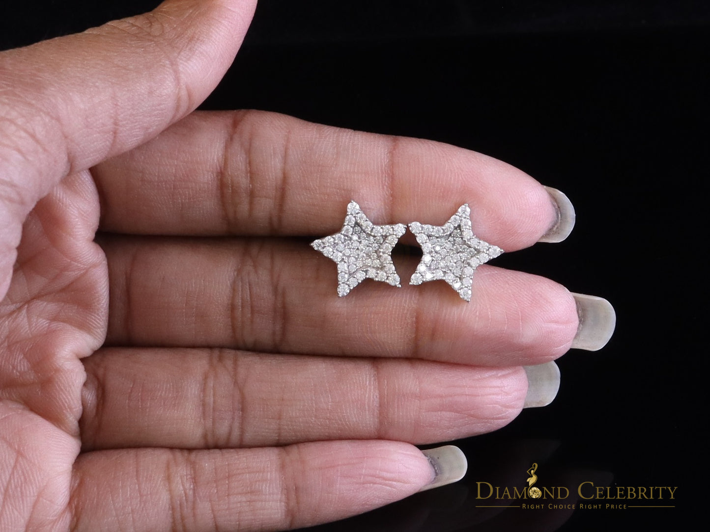 Diamondcelebritees 925 White Silver 1.00ct VVS 'D' Moissanite Star Stud Earring Men's/Womens
