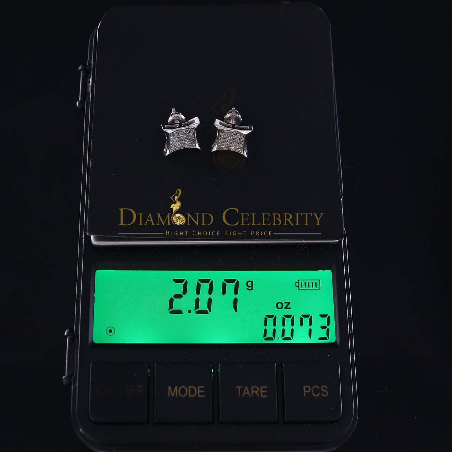 DiamondCelebritees 0.20ct Diamond 925 Sterling Silver White Square Earrings For Men's / Women's