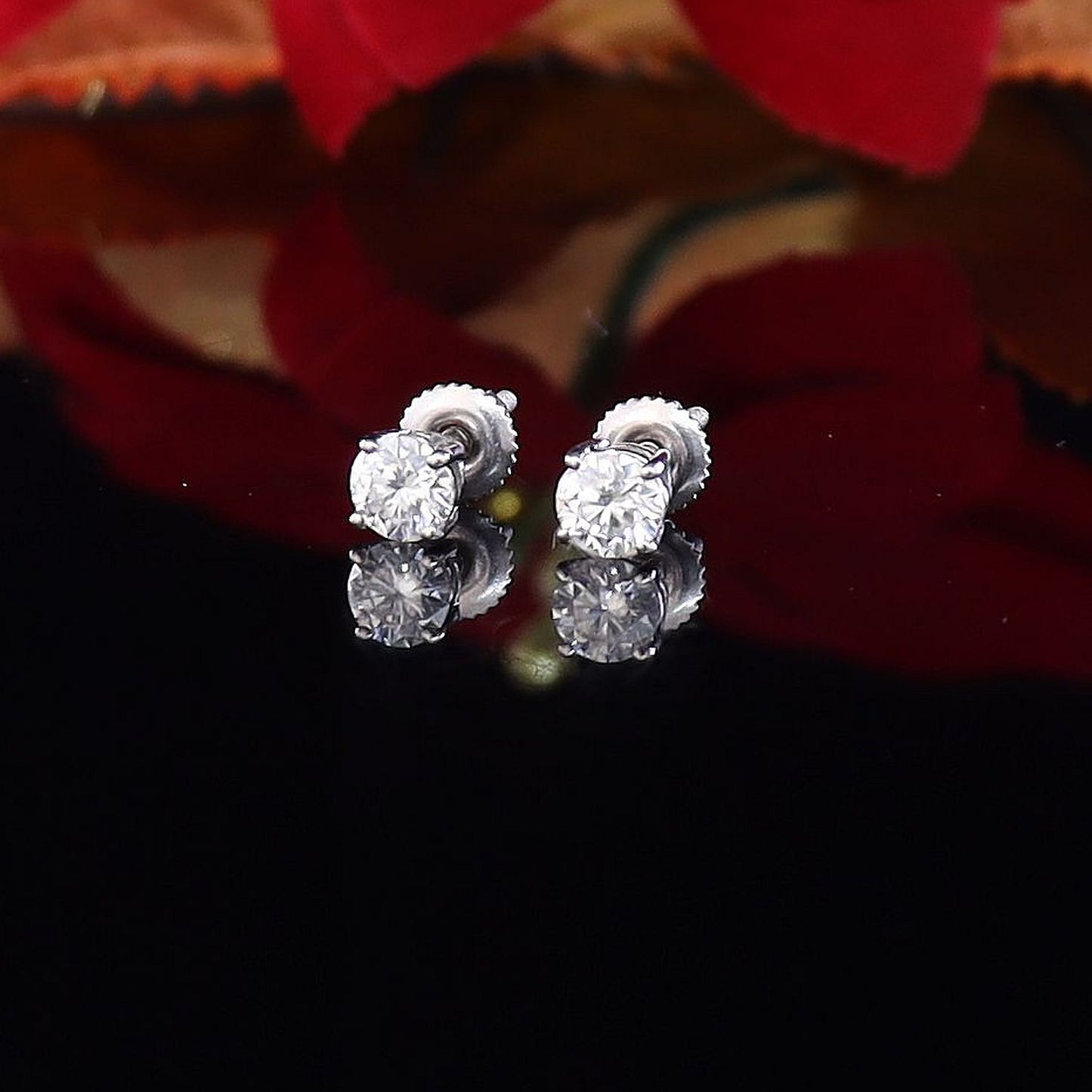 Diamondcelebritees Round 0.50ct VVS 'D' Moissanite Men's/Womens 925 Silver White Stud Earrings