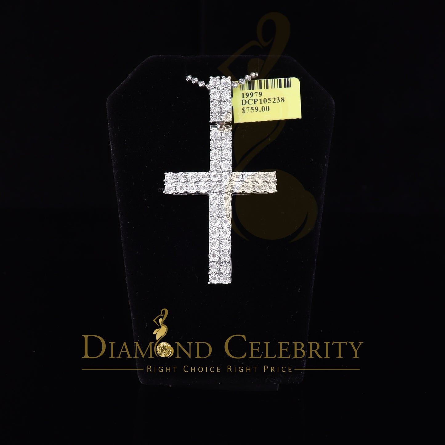 DiamondCelebritees Real 0.33ct Diamond Sterling Silver CROSS White Charm Fashion Necklace Pendant