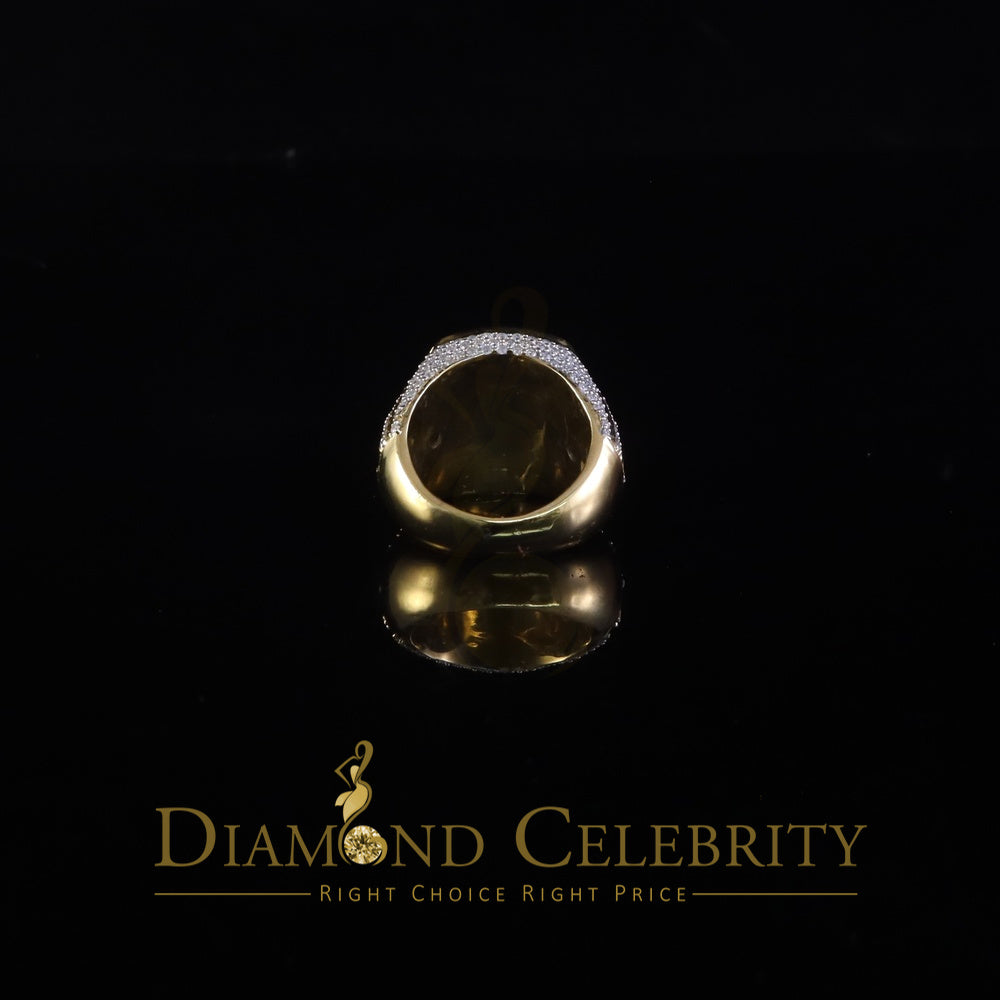 DiamondCelebritees Men's 925 Sterling Silver 5.50ct VVS 'D' Moissanite Yellow Round Rings Size 10