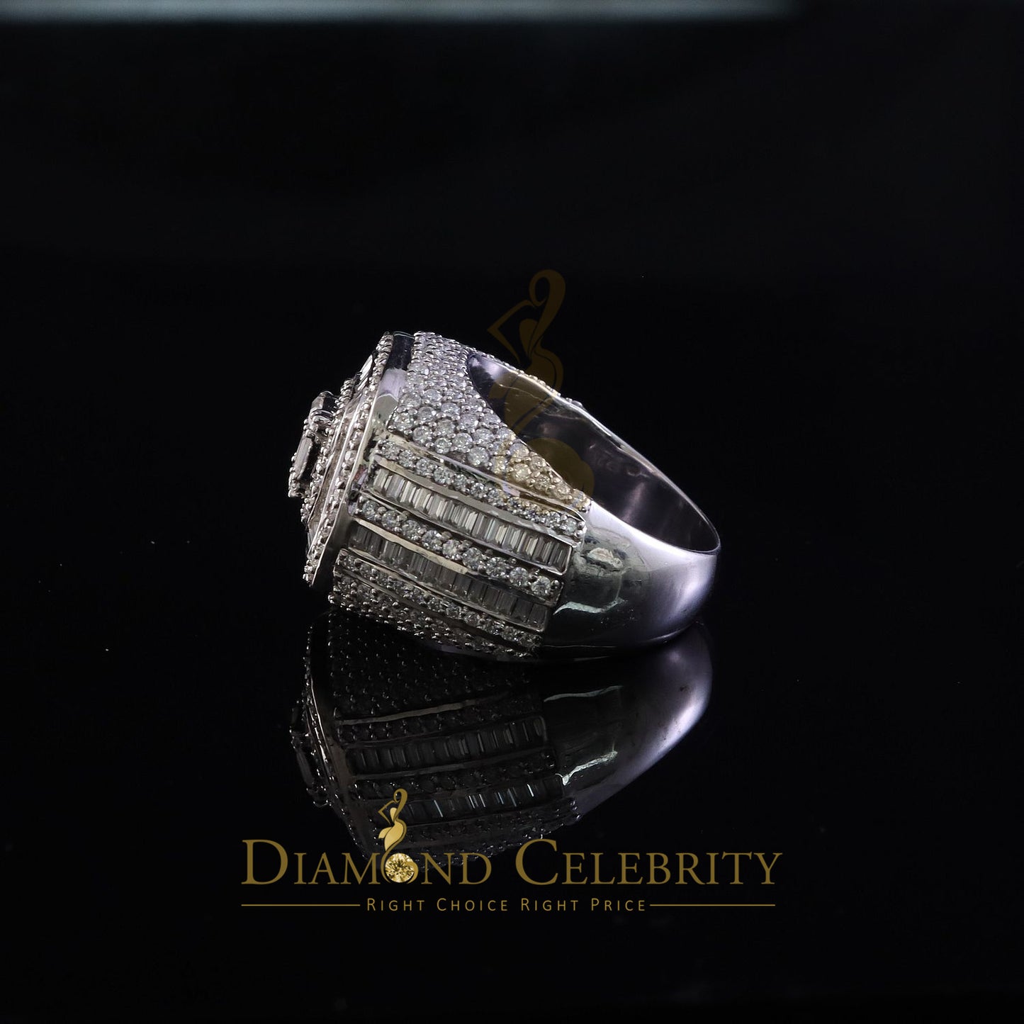 DiamondCelebritees 925 Sterling White Silver 5.50ct VVS 'D' Moissanite Round Rings SZ 10 for Men's