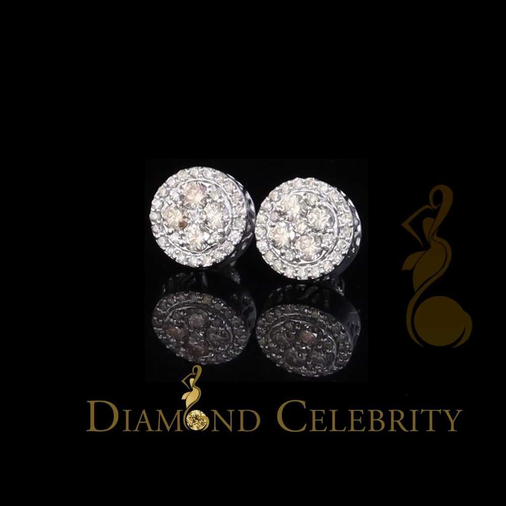 DiamondCelebritees10K Real White Gold Real Diamond 1.25CT Men's/Women's Stud Round Earring