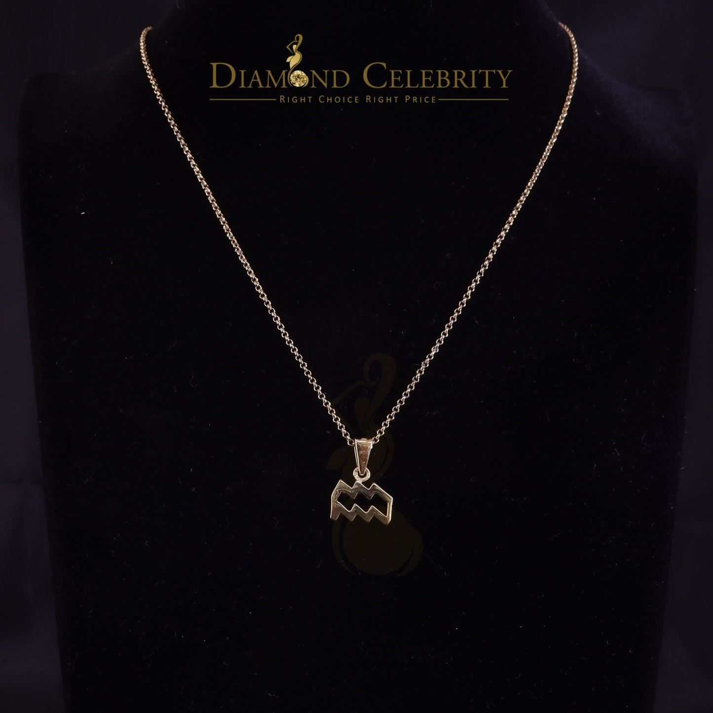 DiamondCelebritees 0.50ct Cubic ZirconiaYellow Silver AQUARIUS FEBRUARY Month Pendant Men & Women