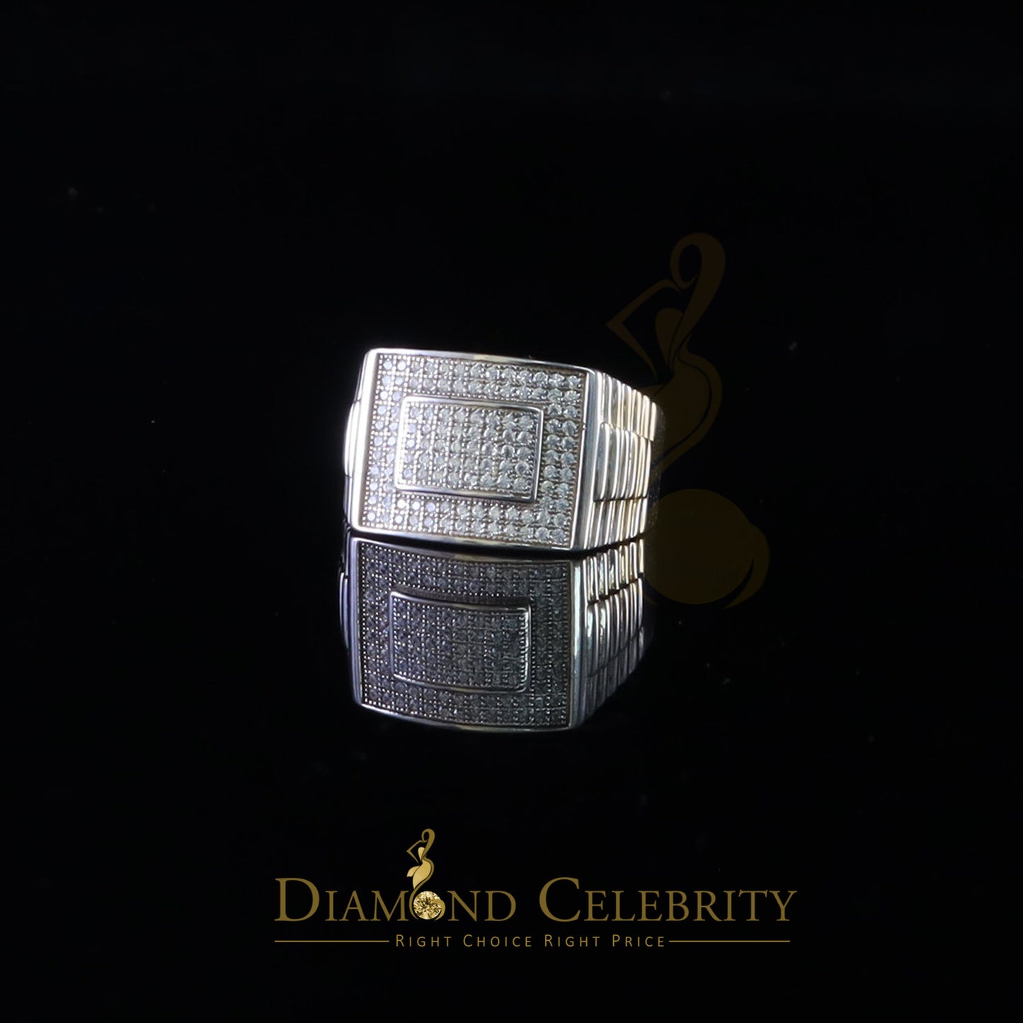 DiamondCelebritees 925 Silver White Square 1.20ct Cubic Zirconia Men's Engagement Ring Size 10