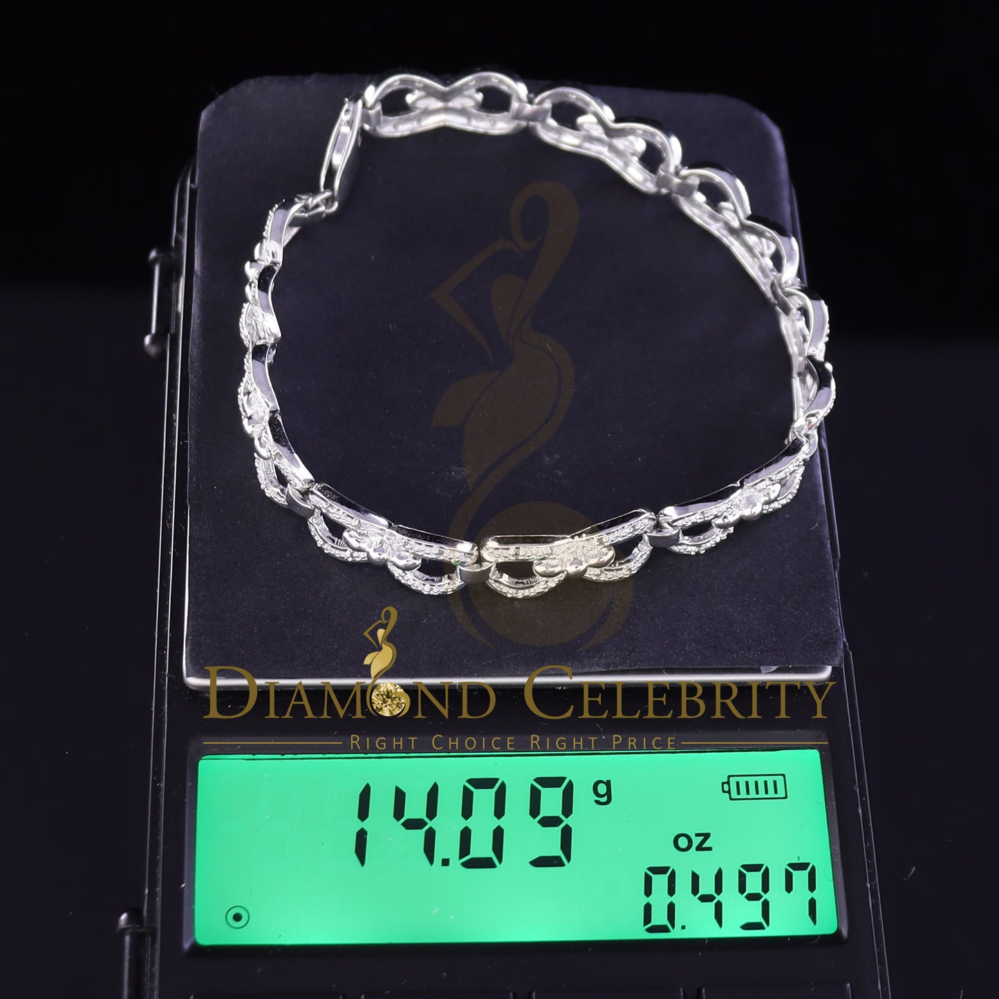 Diamondcelebritees 925 Sterling Silver White 0.20CT Real Diamonds Fancy Style Bracelete Size 7''
