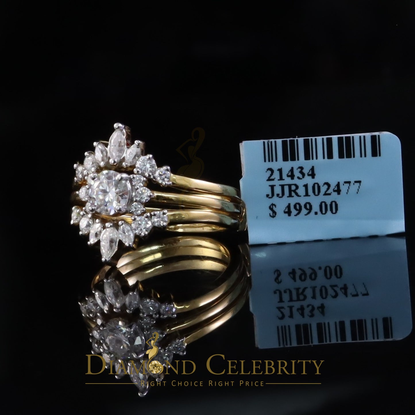 DiamondCelebritees New Bridal Womens 925 Yellow Silver Moissanite 1.25ct VVS D Insert Ring SZ 7