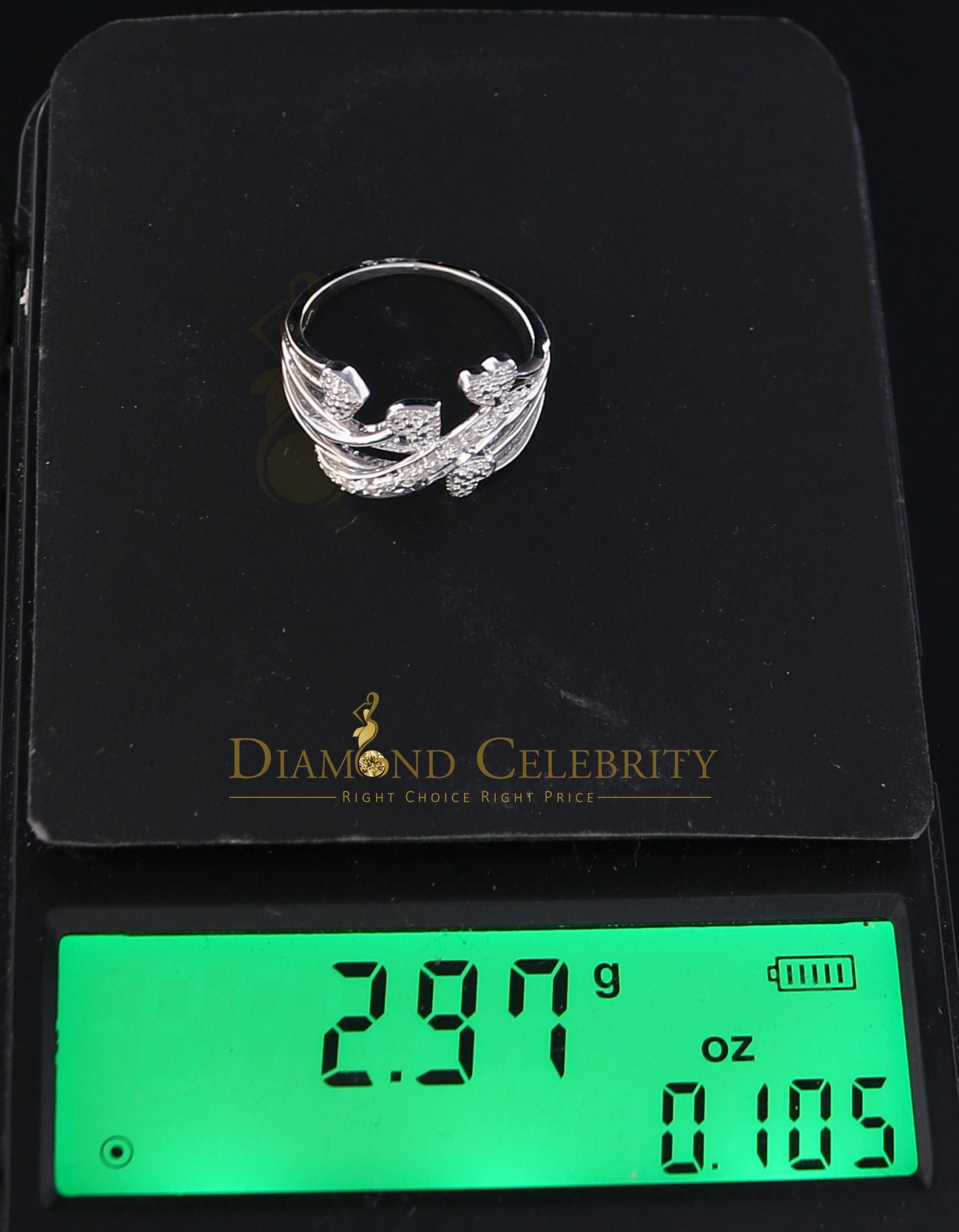 DiamondCelebritees 0.06 CT Real Diamond Womens Sterling Silver Multiple Heart White Ring Size 6.5
