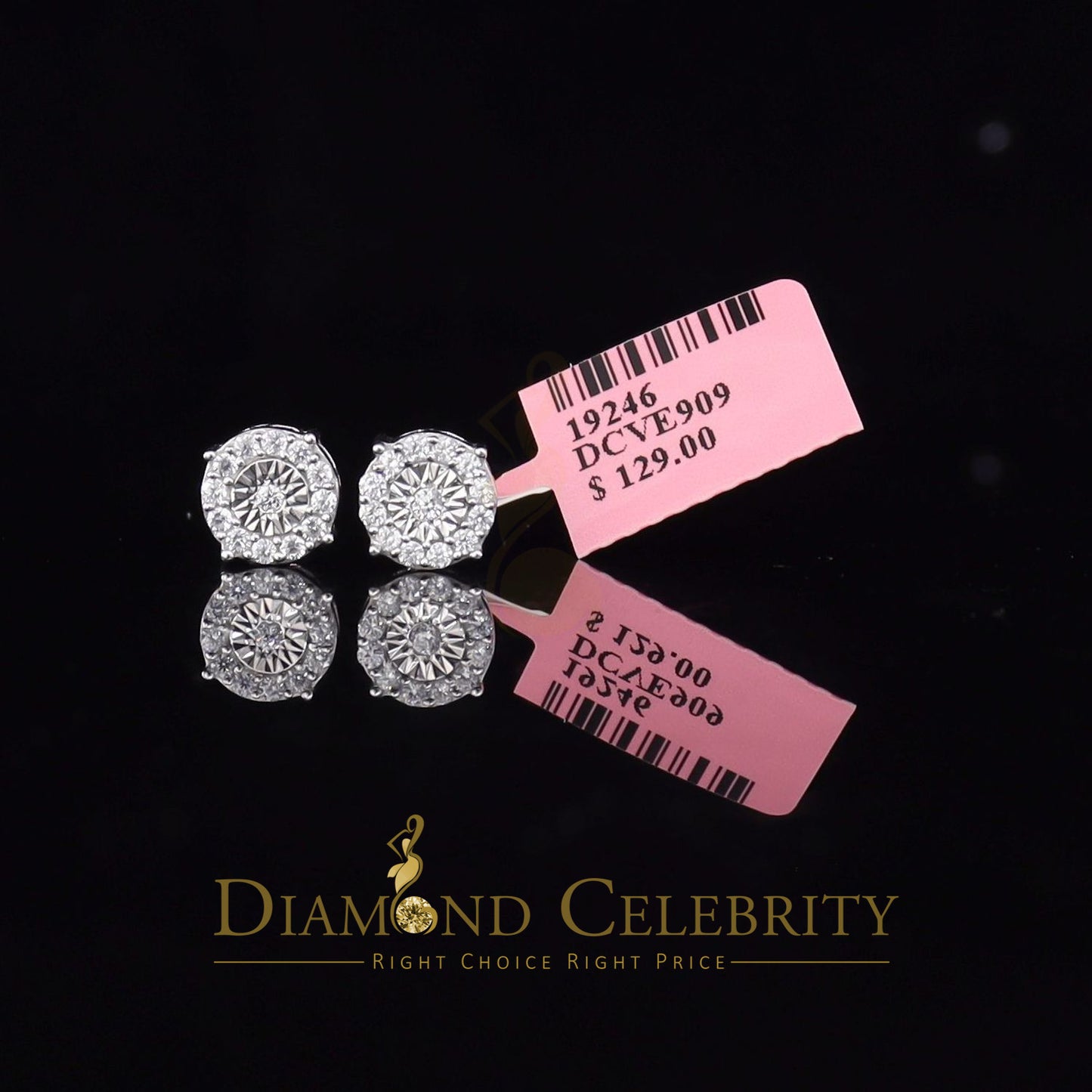 DiamondCelebritees White Silver 1.12ct Cubic Zirconia 925 Women's & Men's Hip Hop Square Earrings