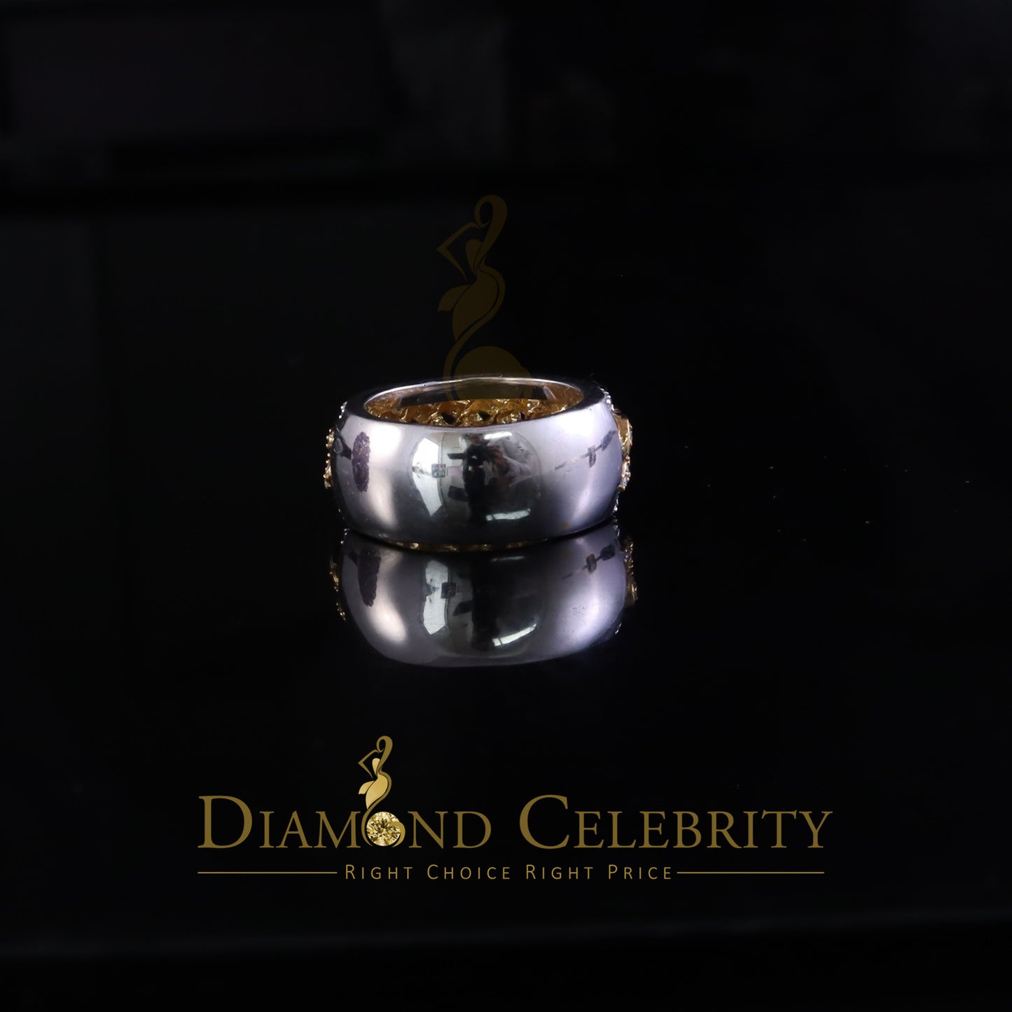 DiamondCelebritees 1.50ct Cuban Band 925 Silver For Men's & Women's Moissanite White Ring Size 8