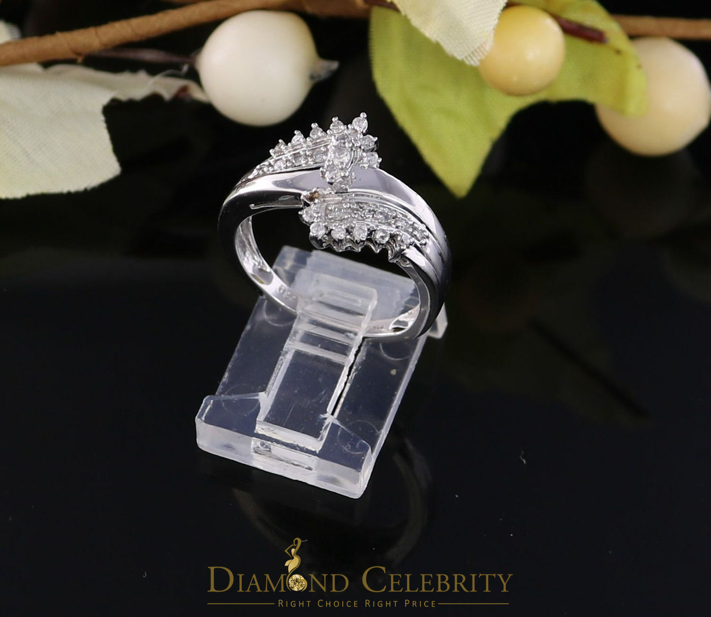 DiamondCelebritees Real 10kt White Gold with 0.25CT Real Diamond Fashion Attractive Ring size 7