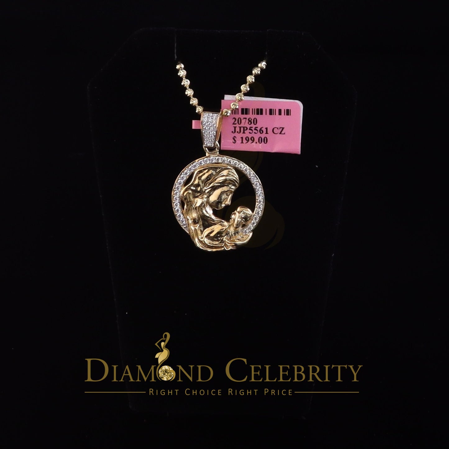 DiamondCelebritees DARLING MOM Pendant Special Offer Mothers Day Yellow Silver 0.50ct Cubic Zircon