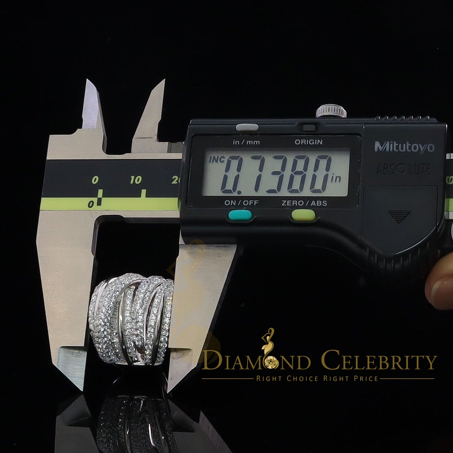 DiamondCelebritees 925 White Sterling Silver 2.50ct Multi -Rows Cubic Zirconia Women's Ring Size 7