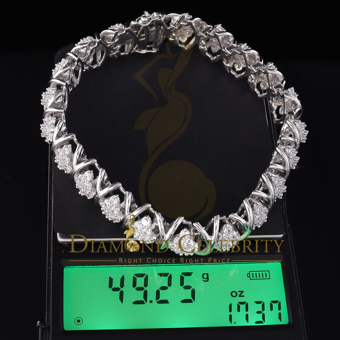 Diamondcelebritees White 925 Sterling Silver Women's Bracelet 23.0ct Cubic Zirconia Stone SZ 8 Inch